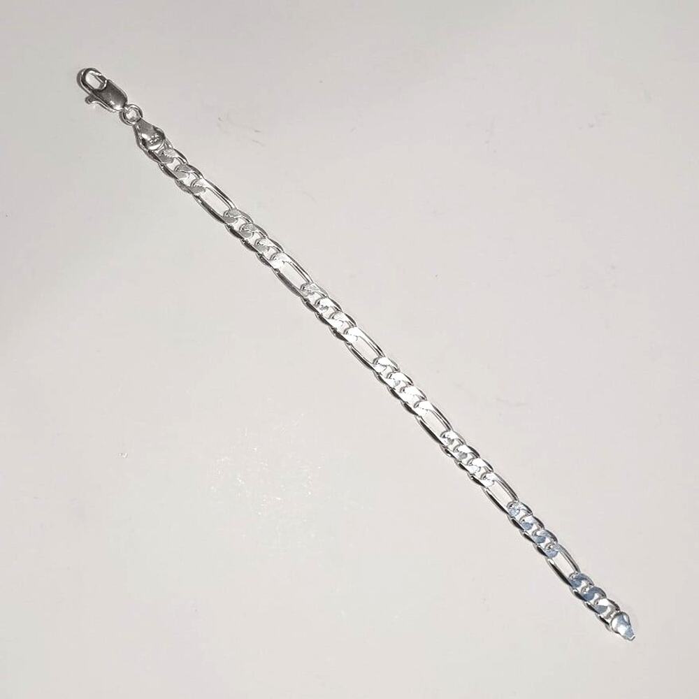 Genuine 925 Sterling Silver Bracelet Figaro Chain Link Christmas Birthday New!!!